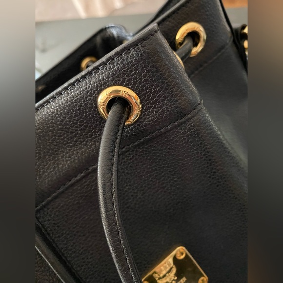 Authentic MCM Black leather Bucket Bag - Picture 7 of 12
